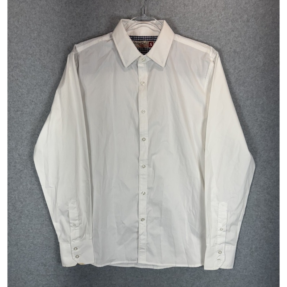 Sovereign Code Shirt Mens Small White Brown Shirz Button Down Dress Casual Stain